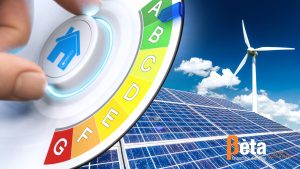Draaiknop met energielabels van G tot A.