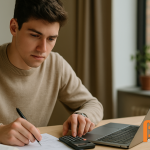 Student rekent de studiekosten van 2025 door op laptop